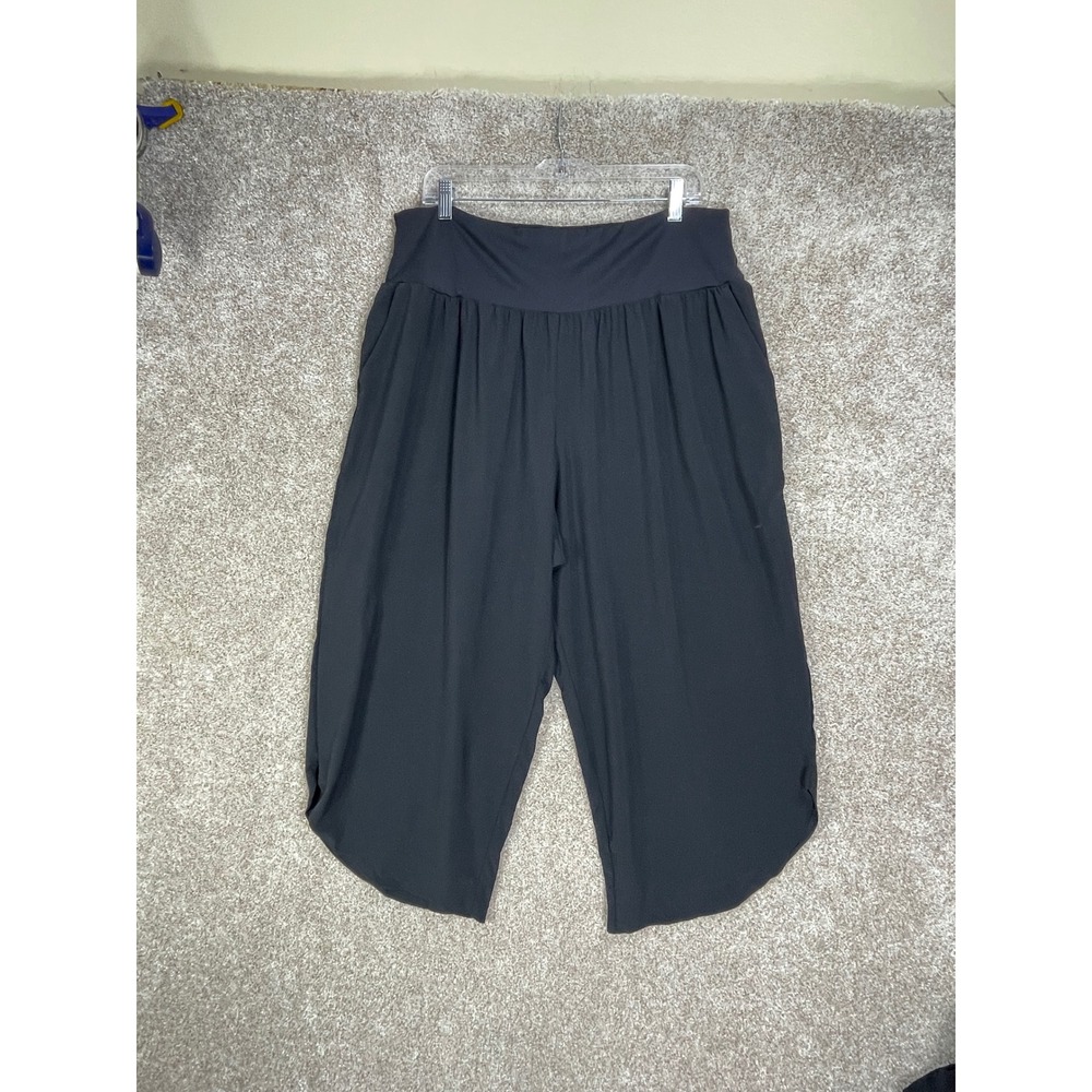 Halara High Waisted Wide Leg Harem Pants Women 1X Black Tulip Hem Pockets